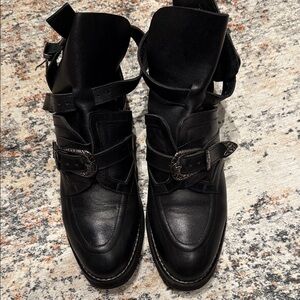 Stylish Black Ankle Boots with Buckle Detail